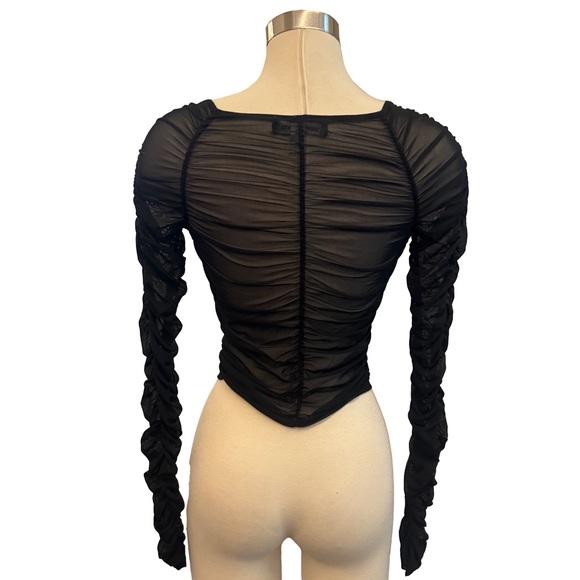 Urban Outfitters Black Ruched Long Sleeve Top - Picture 2 of 3